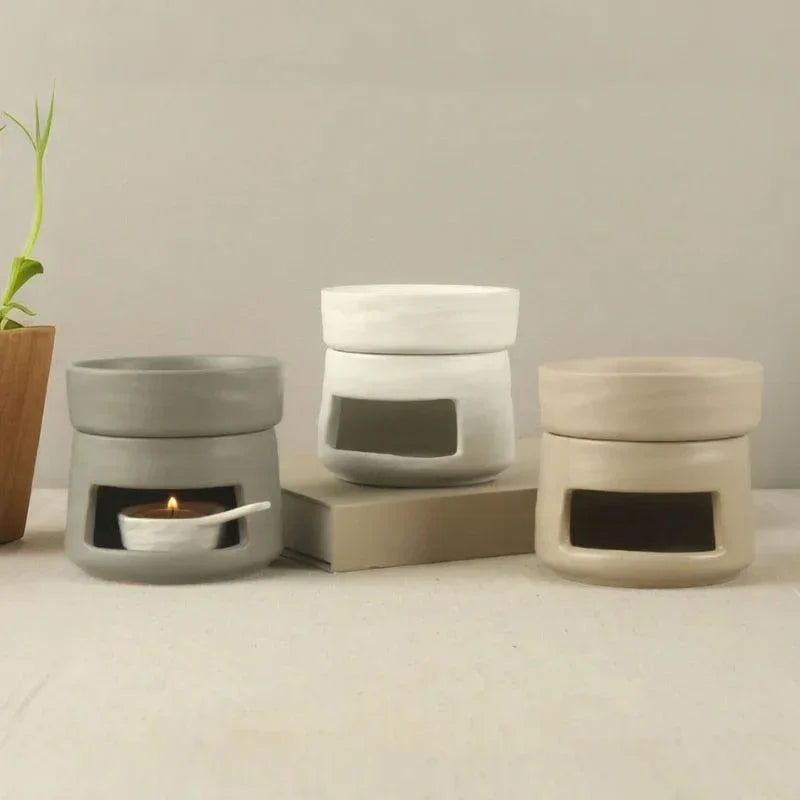 Grey, white and cream ceramic oil burners