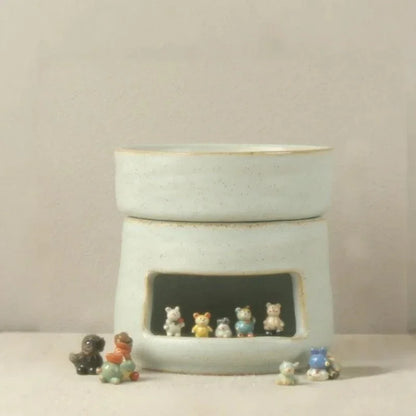 Pale glazed ceramic burner with top fragrance bowl