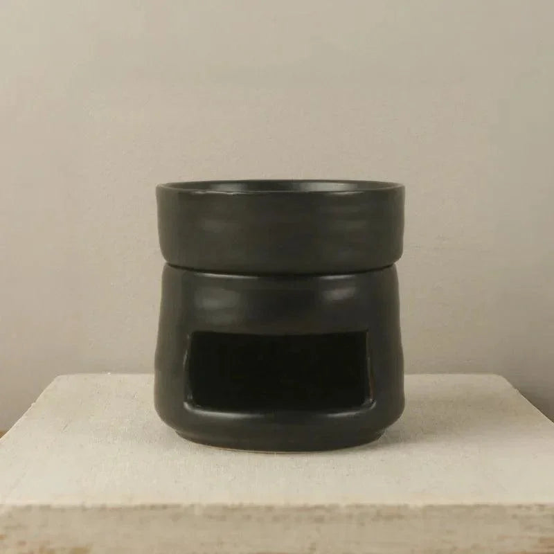 Black ceramic tea light oil burner