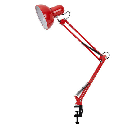 Red clamp desk lamp with adjustable arm