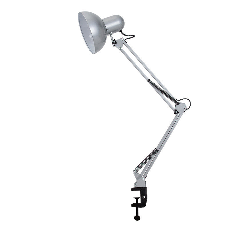 Silver clamp desk lamp with adjustable arm