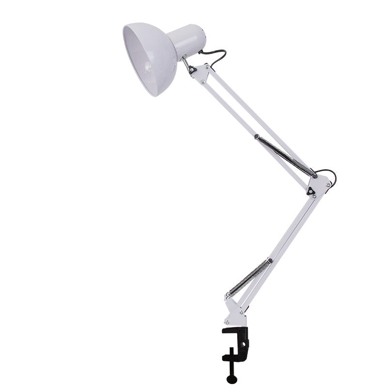 White clamp desk lamp with adjustable arm