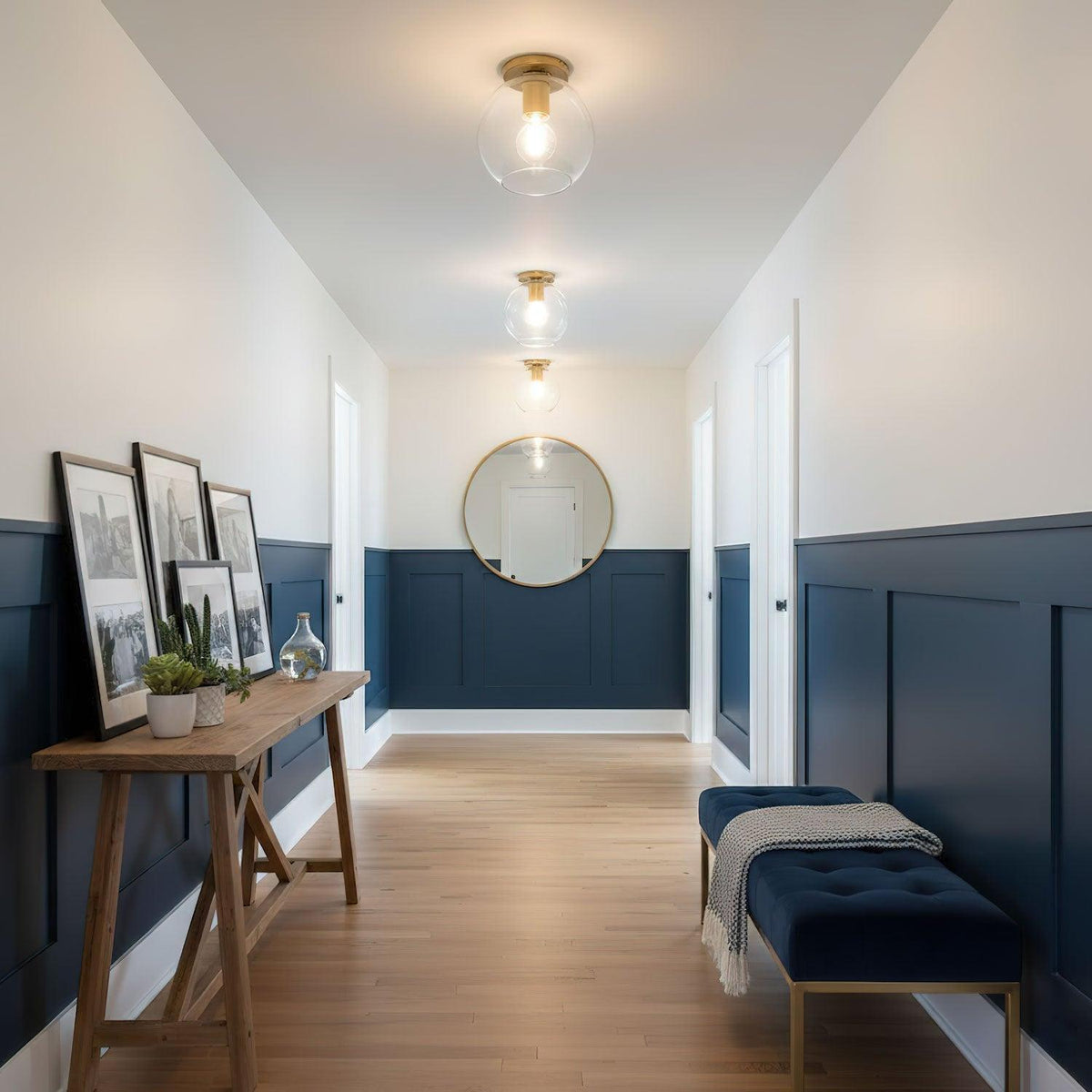 Clear Glass Ceiling Light with Metal Fitting