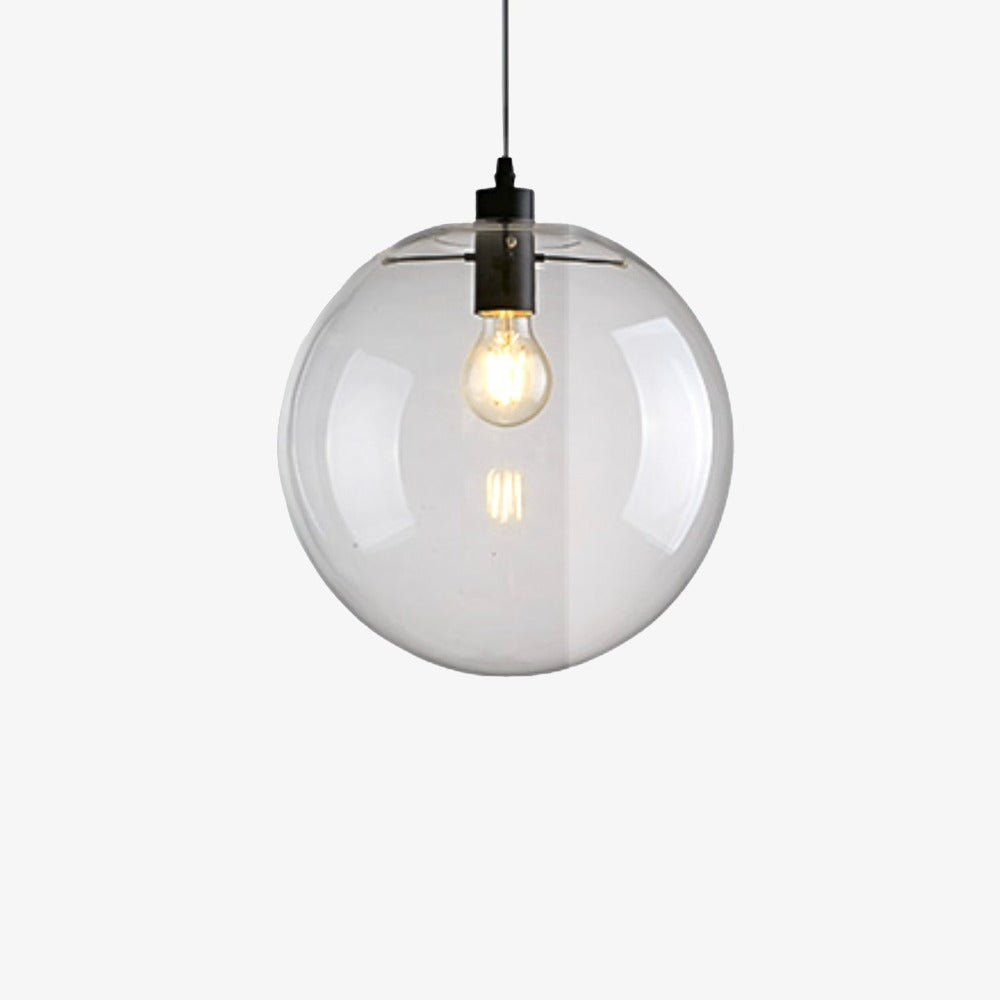 Clear glass globe pendant with black fitting