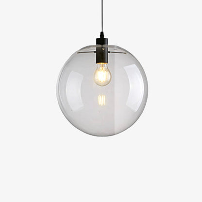 Clear glass globe pendant with black fitting