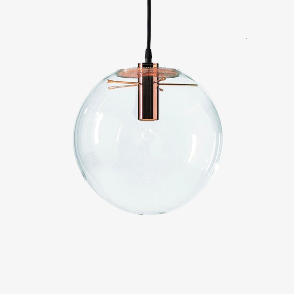 Clear glass globe pendant with rose gold fitting