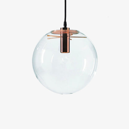 Clear glass globe pendant with rose gold fitting