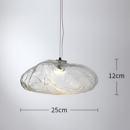 Clear cloud glass shade dimension diagram, 25cm by 12cm