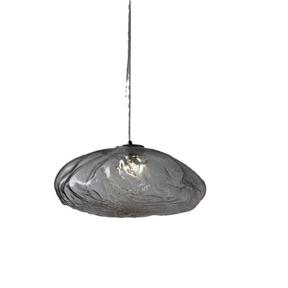 Grey glass cloud pendant with sculpted texture