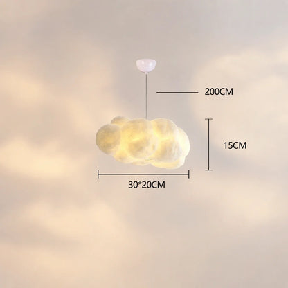 Cloud pendant light with a sculptural design, shown with dimension labels indicating a 30cm width and 15cm height for this modern hanging lamp.