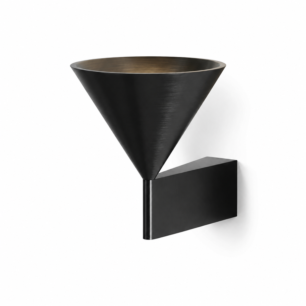 Black cone wall sconce with rectangular backplate