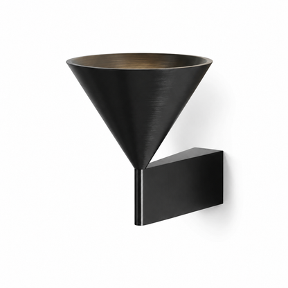 Black cone wall sconce with rectangular backplate