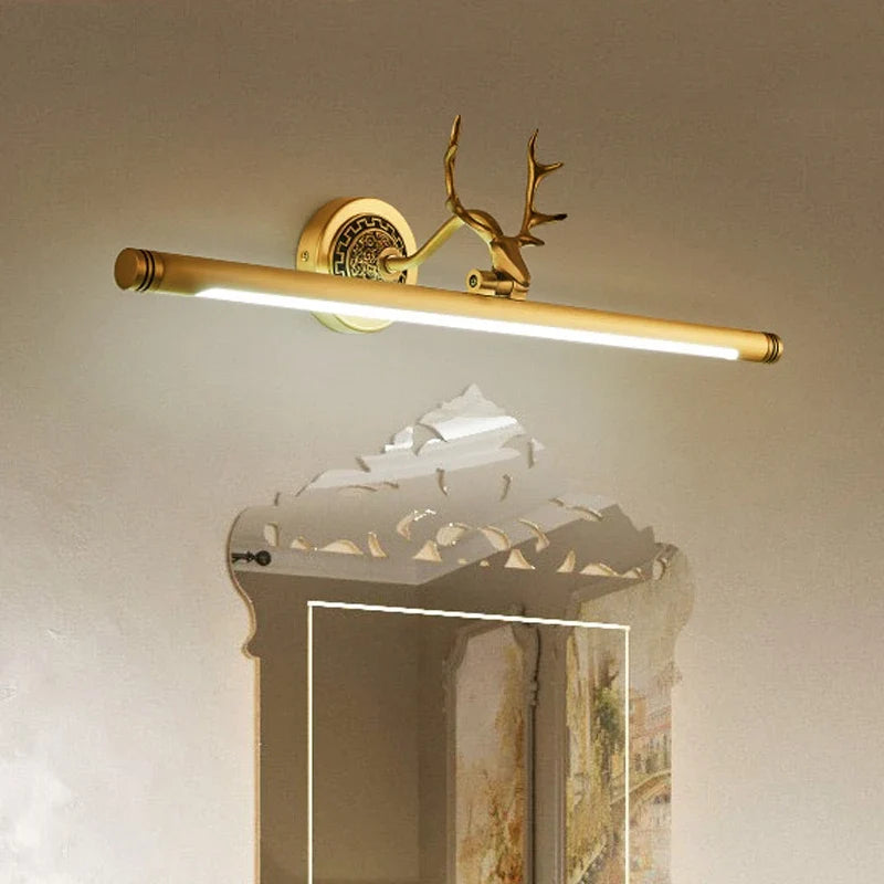 Copper LED bathroom mirror light with 48 cm horizontal design