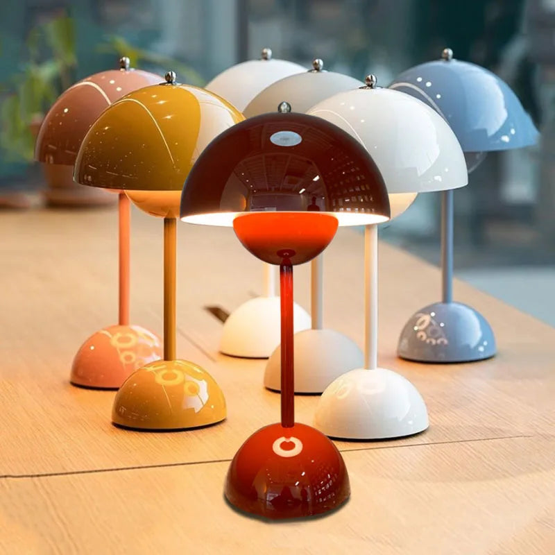 Cordless dome table lamps in several glossy colours