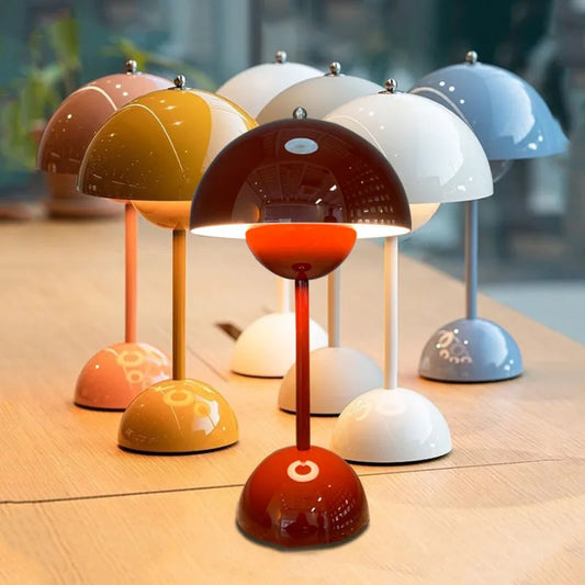 Cordless dome table lamps in several glossy colours