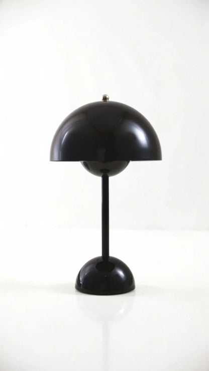 Black cordless dome table lamp