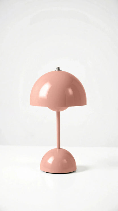 Pink cordless dome table lamp