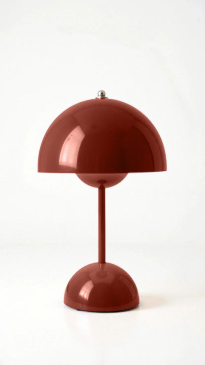 Red cordless dome table lamp