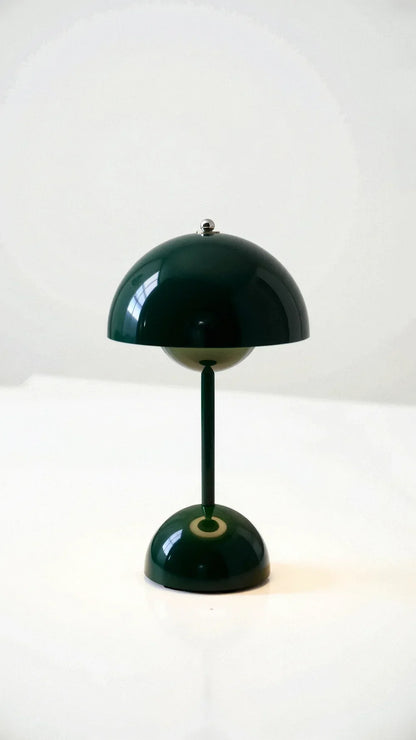 Green cordless dome table lamp