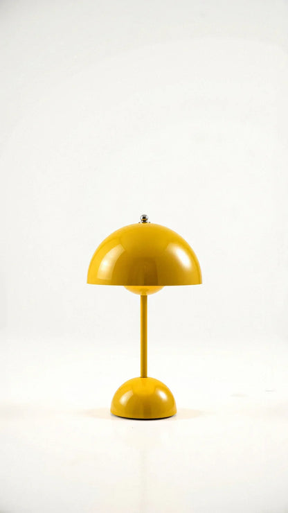 Yellow cordless dome table lamp