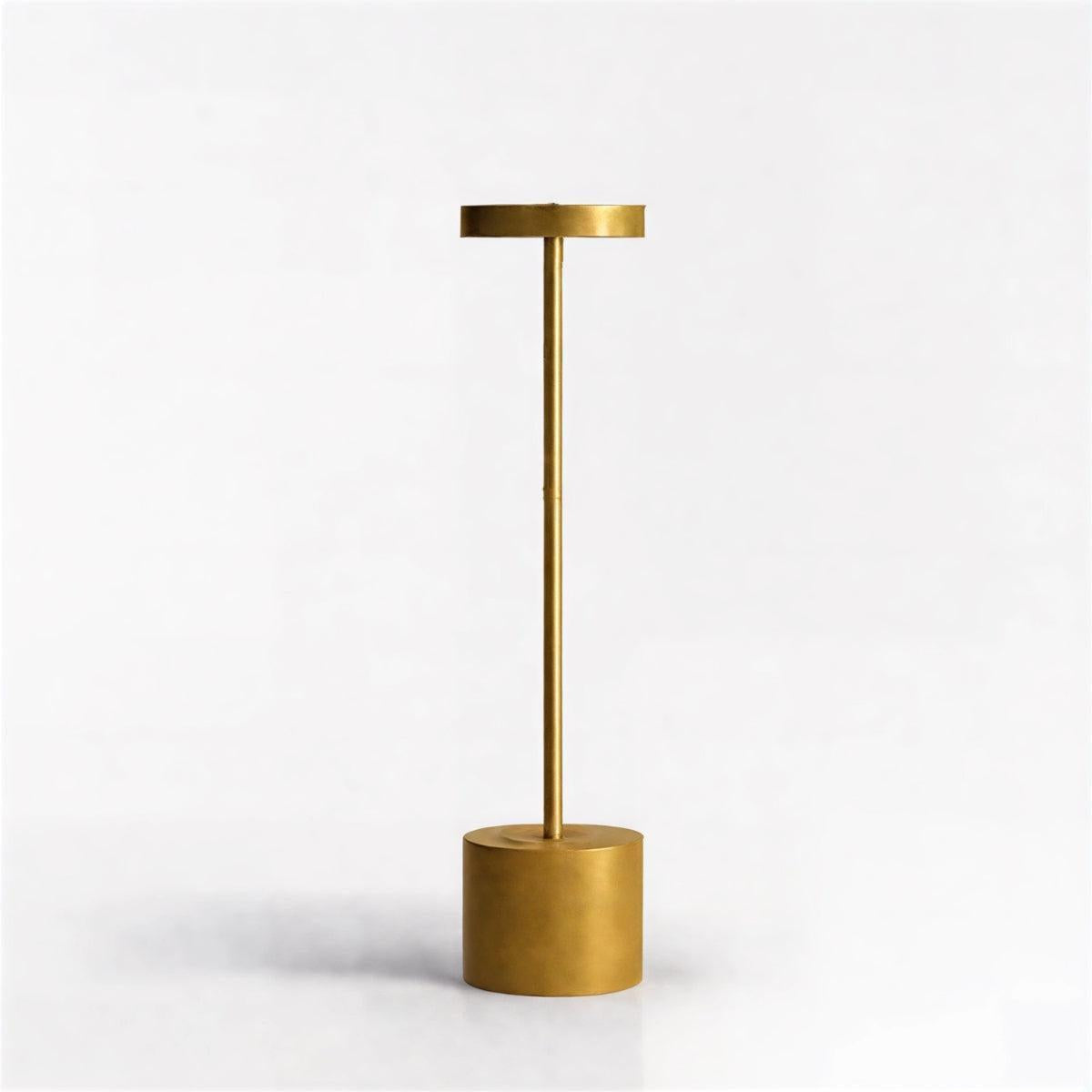 Gold rechargeable restaurant table lamp with a circular head