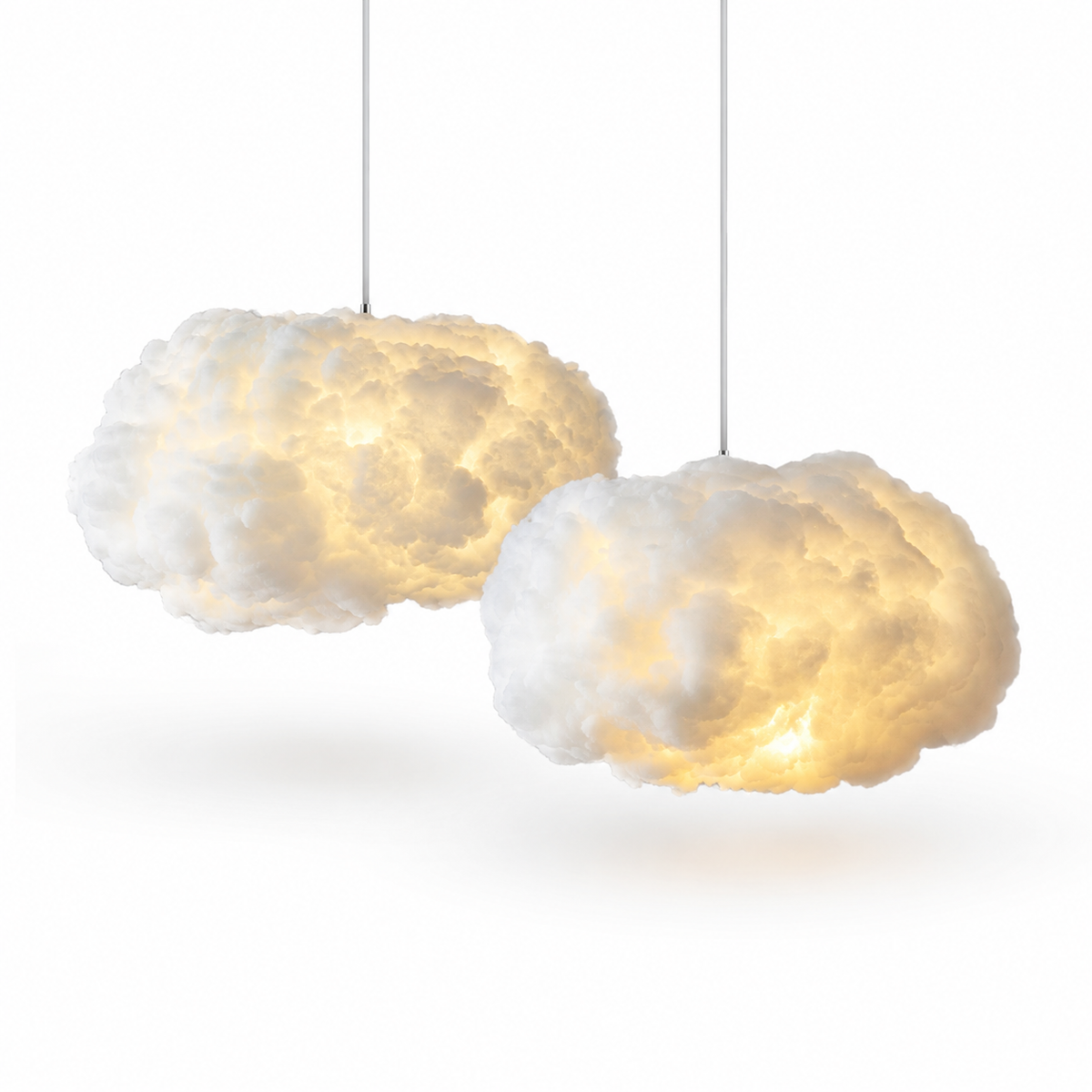 Cotton cloud pendant lights with a soft glow