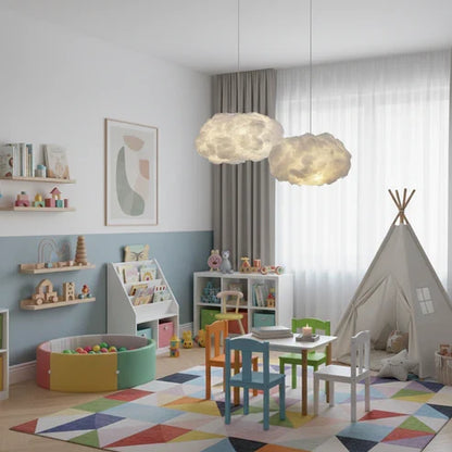 Cotton cloud lighting in a children's room