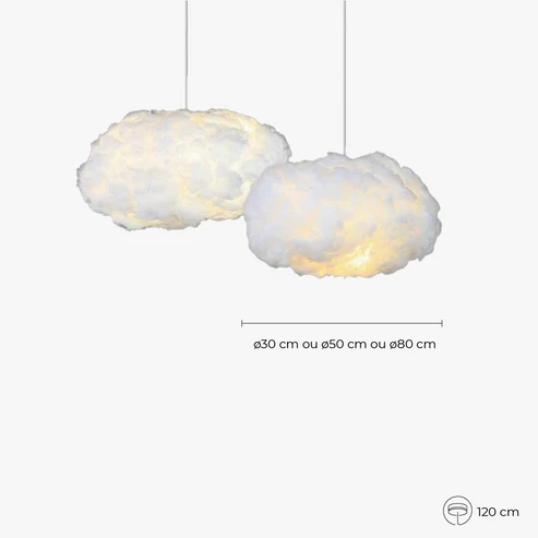 Cotton cloud pendant size options in centimetres
