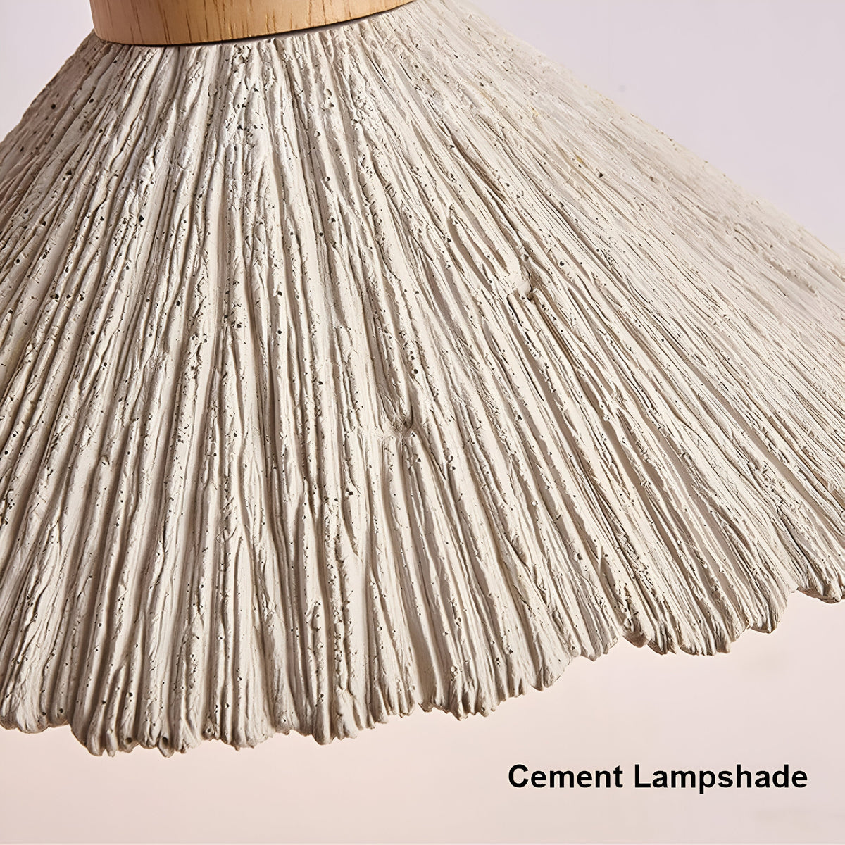 Close view of grooved cement pendant surface
