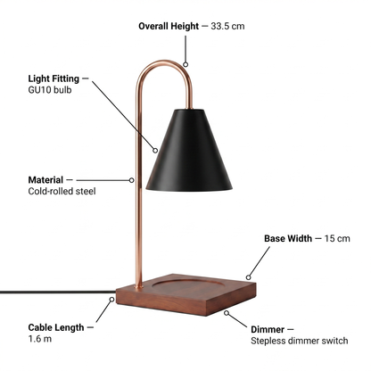 Curved arm wax melt warmer lamp