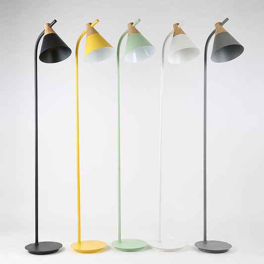 Curved Floor Lamp with Cone Shade