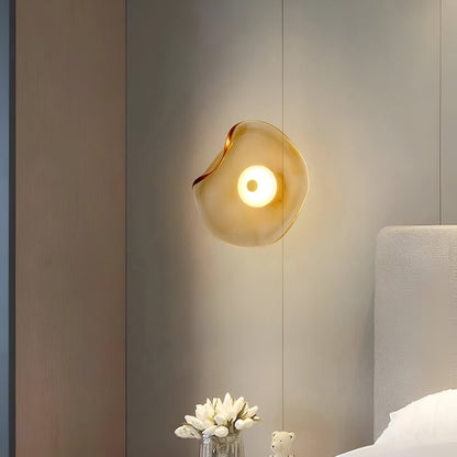 Curved Glass Wall Light with Sculpted Petal Shade