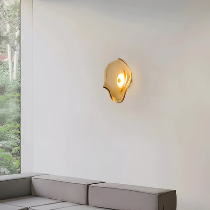 Curved Glass Wall Light with Sculpted Petal Shade