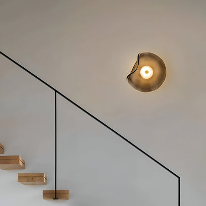 Curved Glass Wall Light with Sculpted Petal Shade