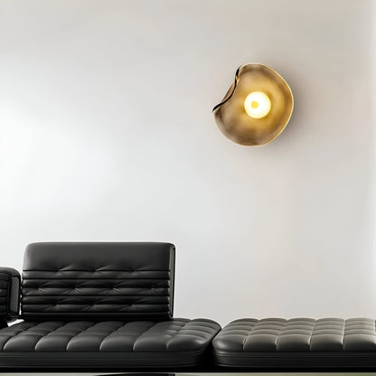 Curved Glass Wall Light with Sculpted Petal Shade