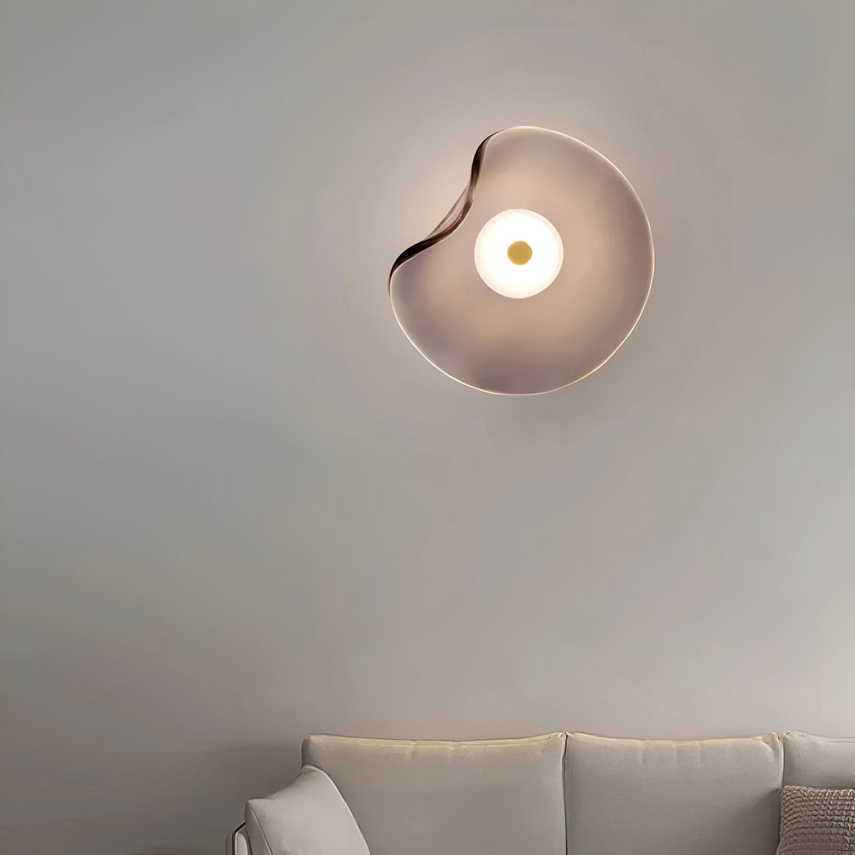 Curved Glass Wall Light with Sculpted Petal Shade