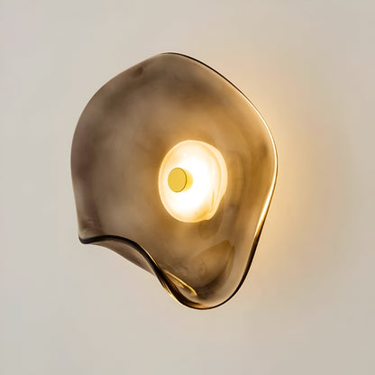Curved Glass Wall Light with Sculpted Petal Shade