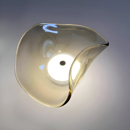 Curved Glass Wall Light with Sculpted Petal Shade