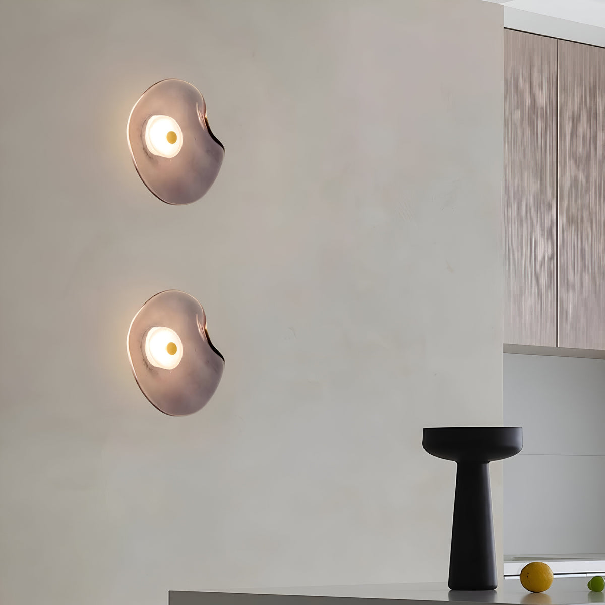 Curved Glass Wall Light with Sculpted Petal Shade