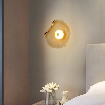 Curved Glass Wall Light with Sculpted Petal Shade