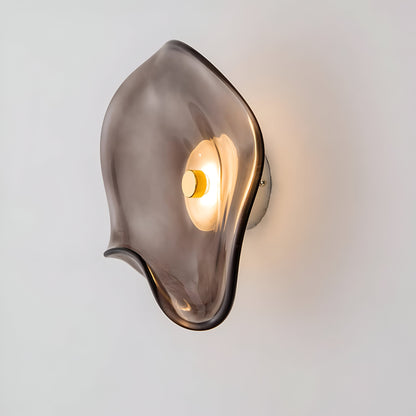Curved Glass Wall Light with Sculpted Petal Shade