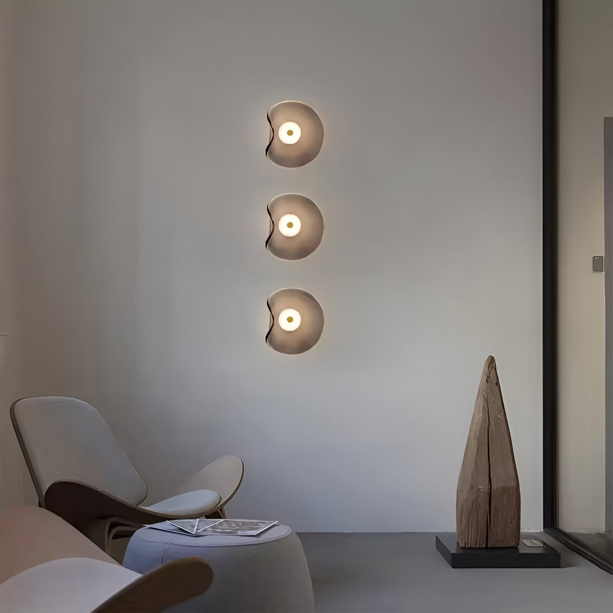 Curved Glass Wall Light with Sculpted Petal Shade