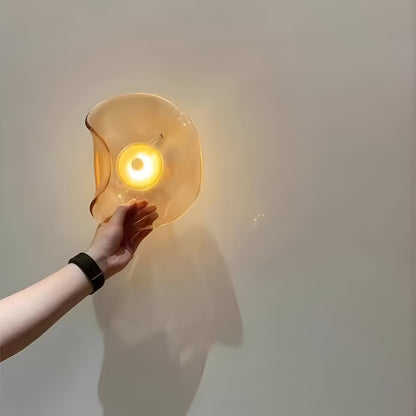 Curved Glass Wall Light with Sculpted Petal Shade