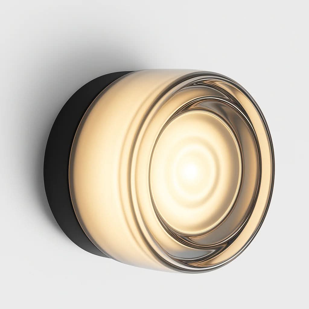 Glass wall sconce with integrated dimmable LED