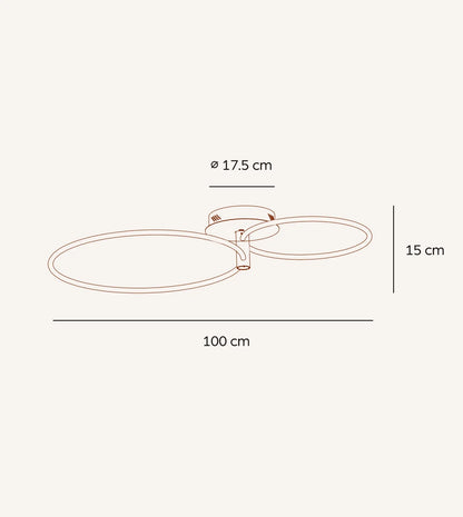 Twin-ring ceiling light with 17.5 cm canopy diameter