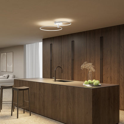 White twin-ring LED ceiling light in a kitchen