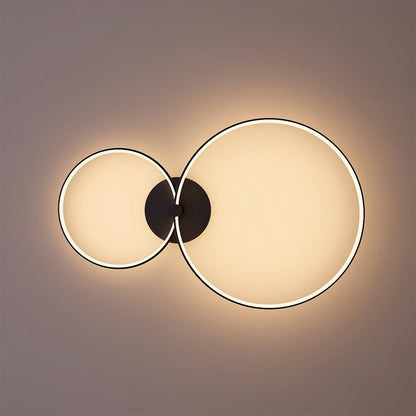 Black twin-ring LED ceiling light showing its interlocking rings