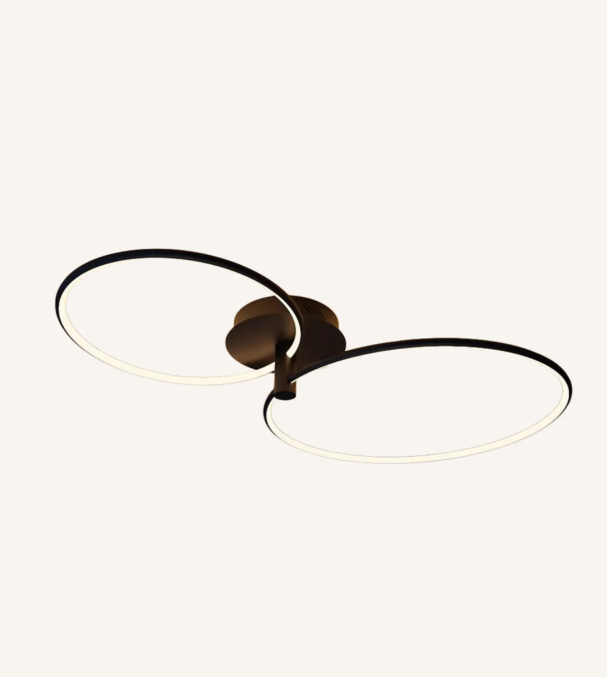 Black twin-ring LED ceiling light against a plain background