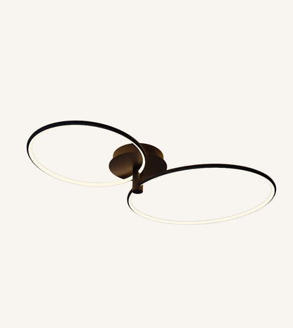 Black twin-ring LED ceiling light against a plain background