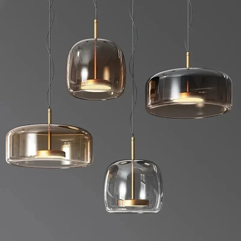 Glass dome pendant lights in different sizes and finishes